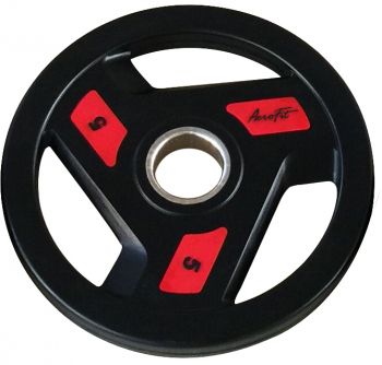 Олимпийский обрезиненный диск Aerofit 5 кг, черно-красный