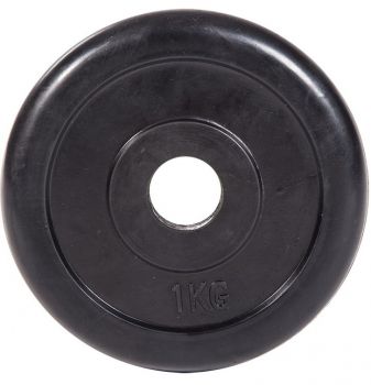 Диск обрезиненный, черный Classic D-26, 1 кг. Profi-Fit