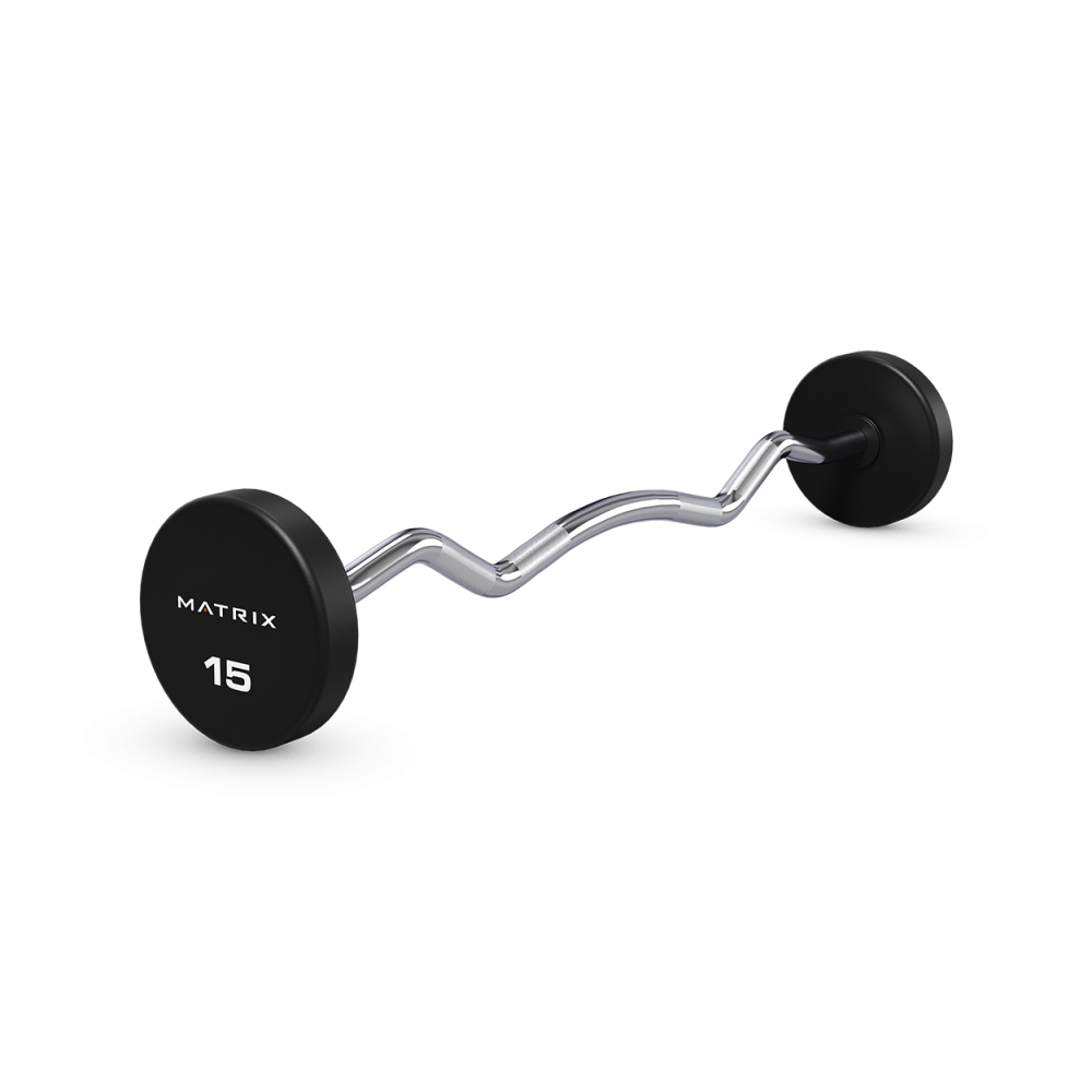 Штанга фиксированная(EZ гриф) с уретановым покрытием 45 кг. Matrix MAC-45UR-BBEZ-R