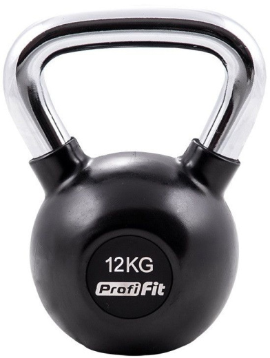 Гиря обрезиненная с хромированной ручкой 12 кг. Profi-Fit - фото 1