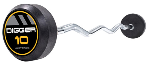 Комплект изогнутых фиксированных обрезиненных штанг (5 шт.) от 10 до 20кг. Hasttings Digger HD51G2B-10-20