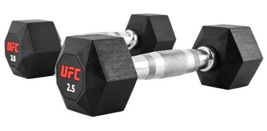 Комплект обрезиненных октогональных гантелей 10 пар от 2,5 до 25 кг. UFC - фото 3