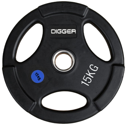 Диск олимпийский обрезиненный 3-х хватовый 15 кг. Hasttings Digger HD51C1C-15