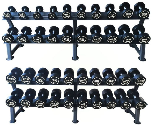 Комплект PVC гантелей  2,5-50 кг (20 пар)  со стойками Fitex FTX-311.3