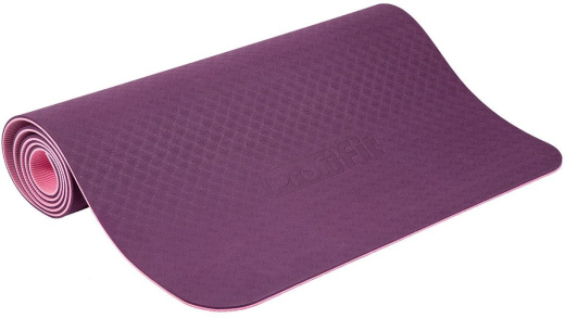 Коврик для йоги и фитнеса Profi-Fit, 6 мм, Проф (фиолетовый-розовый) - фото 1