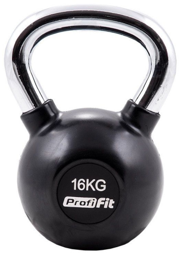 Гиря обрезиненная с хромированной ручкой 16 кг. Profi-Fit - фото 1