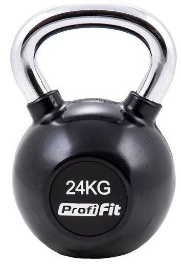 Гиря обрезиненная с хромированной ручкой 24 кг. Profi-Fit - фото 1