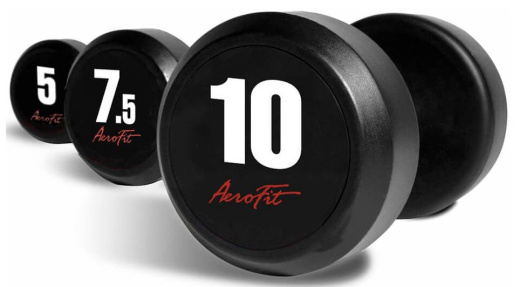 Набор обрезиненных гантелей Aerofit 2,5-25 кг (10 пар) - фото 1