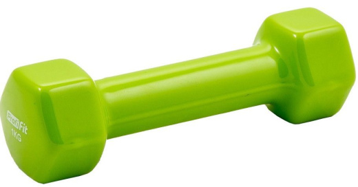 Гантель в виниловой оболочке Profi-Fit 1 кг, форма шестигранник, зеленый - фото 1