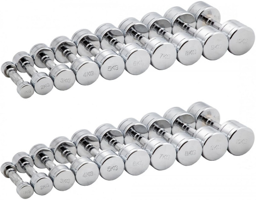 Гантельный ряд CHROME 1-10 кг (10 пар) Profi-Fit Гантельный ряд CHROME 1-10 кг (10 пар) Profi-Fit
