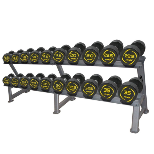 Комплект полиуретановых гантелей 12.5-35 кг. (10 пар) со стойкой Fitex FTX-415.1