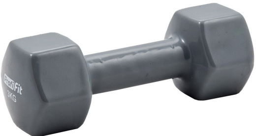 Гантель в виниловой оболочке Profi-Fit 3 кг, форма шестигранник, серый