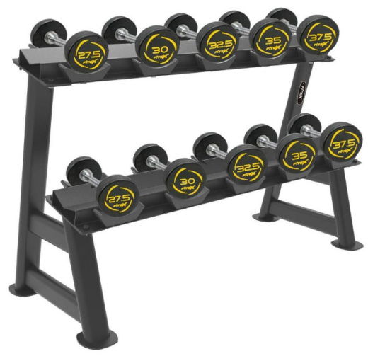 Комплект полиуретановых гантелей 27,5-37,5кг (5 пар) со стойкой Fitex FTX-416.1