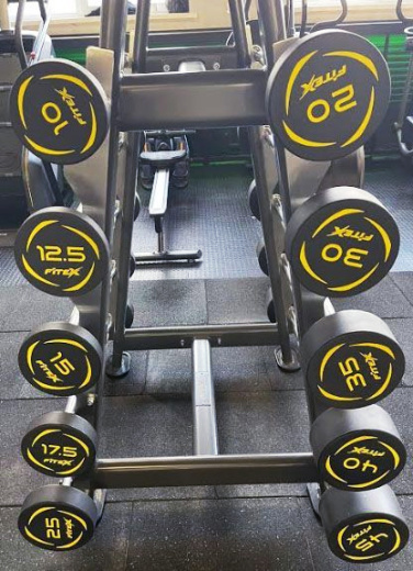 Комплект полиуретановых фиксированных W-образных штанг 10-45 кг. со стойкой Fitex Pro FTX-414.1W