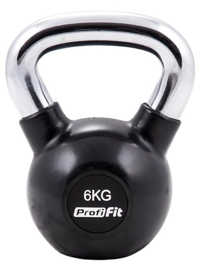 Гиря обрезиненная с хромированной ручкой 6 кг. Profi-Fit - фото 1