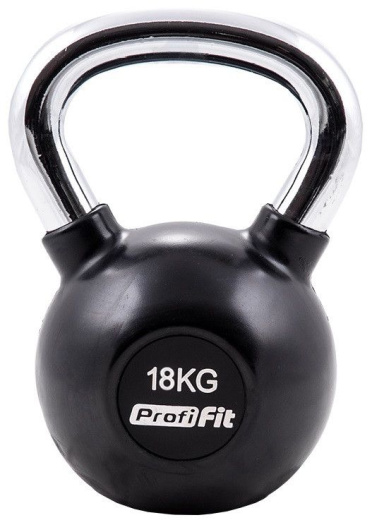 Гиря обрезиненная с хромированной ручкой 18 кг. Profi-Fit - фото 1
