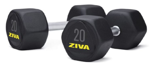 Набор обрезиненных гексагональных гантелей Ziva премиум 2-20 кг (10 пар)