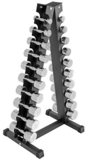 Комплект хромированных гантелей от 1-10кг (10 пар) со стойкой Комплект хромированных гантелей от 1-10кг (10 пар) со стойкой