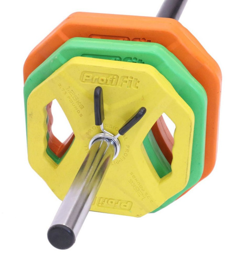 Штанга для аэробики Profi-Fit Progress, обрезиненные диски (1,25 кг; 2,5 кг; 5 кг) по 2шт