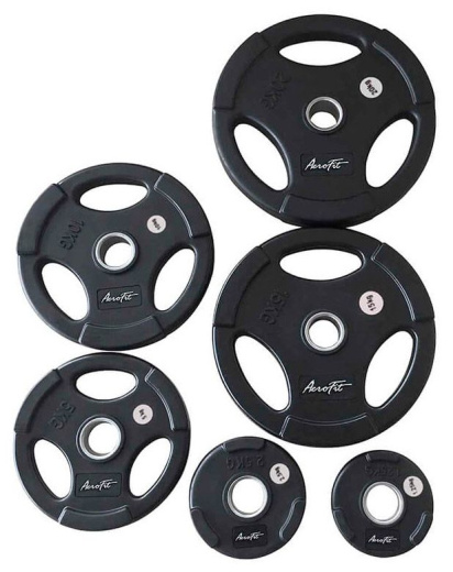 Олимпийский обрезиненный диск Aerofit 15 кг, черный матовый - фото 2