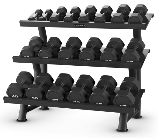 Стойка для гексагональных гантелей, 3-ярусная (на 10 пар). Matrix MAC-3T-DB-FT-RAC