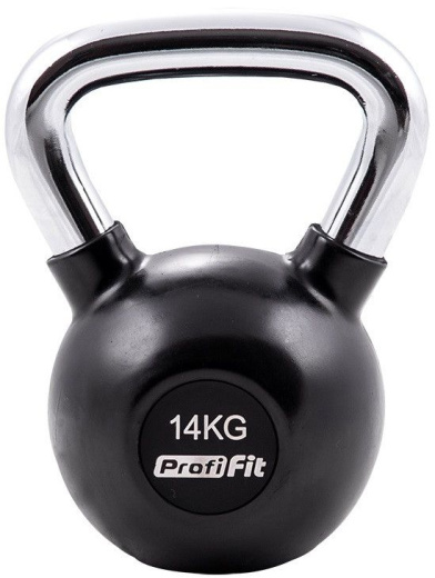 Гиря обрезиненная с хромированной ручкой 14 кг. Profi-Fit - фото 1