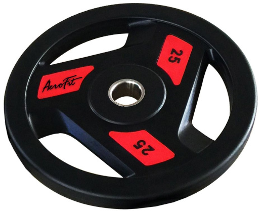Олимпийский обрезиненный диск Aerofit 25 кг, черно-красный - фото 1