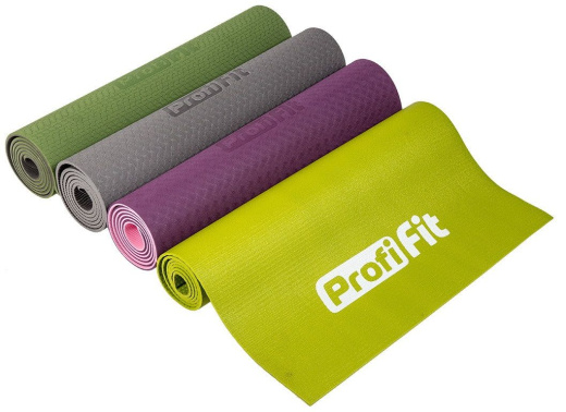 Коврик для йоги и фитнеса Profi-Fit, 6 мм, Проф (зеленый-серый) Коврик для йоги и фитнеса Profi-Fit, 6 мм, Проф (зеленый-серый)