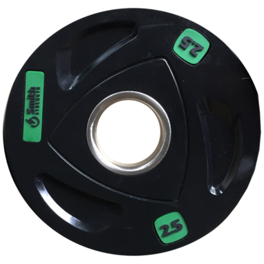 Диск для штанги c 3-м хватом, обрезиненный, втулка из нержавеющей стали, Smith WP085 2,5 кг - фото 1